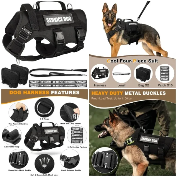 Tactical Dog Harnwith Dog Leash
